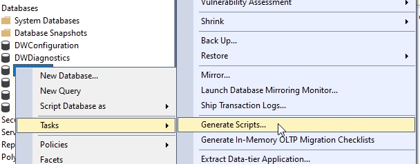 Generación del Script con la Estructura de la Base de Datos - 1